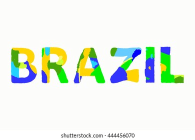 Sign symbol Rio de Janeiro, Brazil in colors of the Brazilian flag. Brazil Carnival. Vector illustration