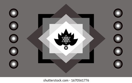 icono del símbolo y del vector aislado en fondo gris, vector del loto dentro del grupo cuadrado, vector plano para el diseño web y gráfico