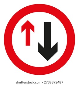 A sign symbolizing priority of movement for vehicles traveling in the opposite direction. Road sign indicating priority of oncoming traffic. EPS 10.