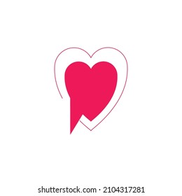 Sign and symbols concept. Outline symbol in flat style. Vibrant line icon of pink speech bubble in form of heart 