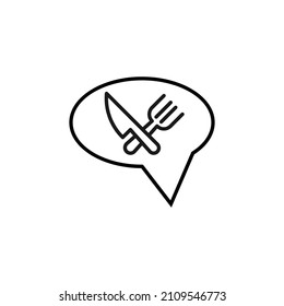 Sign and symbols concept. Outline symbol in flat style. Editable stroke. Line icon of crossed knife and spoon 