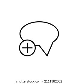 Sign and symbols concept. Outline symbol in flat style. Editable stroke. Line icon of plus next to speech bubble 