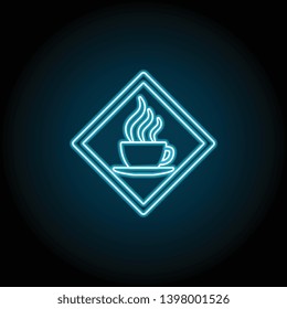 sign, tea neon icon. Simple thin line, outline vector of Food icons for UI and UX, website or mobile application on dark blue gradient background