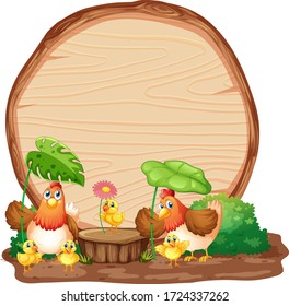 Sign template with animals in garden background illustration