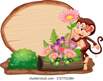Sign template with animals in garden background illustration