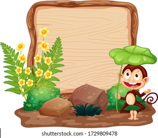 Sign template with animals in garden background illustration