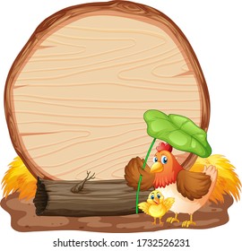 Sign template with animals in garden background illustration