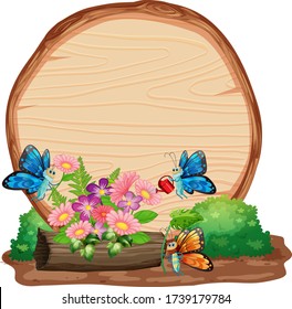 Sign template with animals in garden background illustration