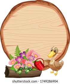 Sign template with animals in garden background illustration