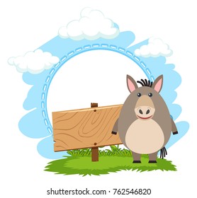 Sign template with cute donkey illustration