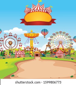 Sign template with funpark in background illustration