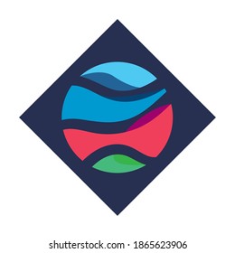 sign template round of colors over diamond frame, abstract creative symbol vector illustration design