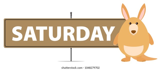 Sign template for Saturday with kangaroo illustration