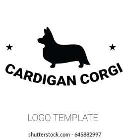 Sign template with stylized vector drawing of a dog Welsh Corgi breed standing in profile