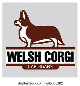 Sign template with stylized vector drawing of a dog Welsh Corgi breed standing in profile