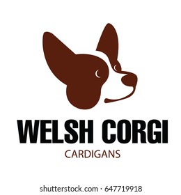 Sign template with stylized vector drawing of head of dog Welsh Corgi breed