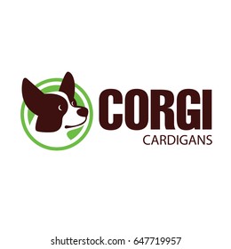 Sign template with stylized vector drawing of head of dog Welsh Corgi breed