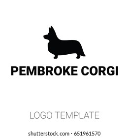 Sign template with stylized vector drawing of a dog Welsh Corgi breed standing in profile