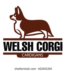 Sign template with stylized vector drawing of Welsh Corgi breed standing in profile