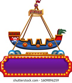 Sign template with viking ship on top illustration