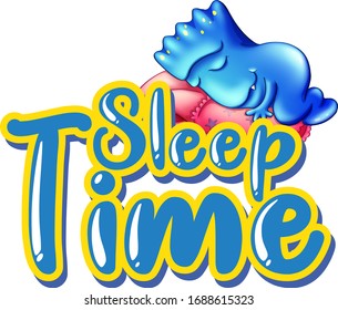 Sign template with word sleep time  and monster in bed illustration