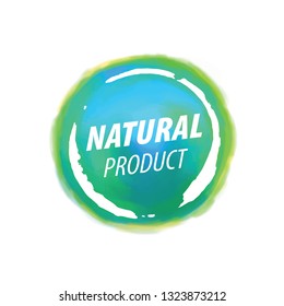 Sign with text natural product. Vector illustration