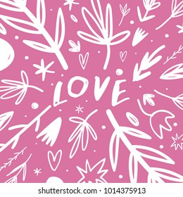 Sign, text, ornate layout, pink paper, pattern. Decor elements, sticker, poster, card, postcard. Vector, clip art. Isolated.