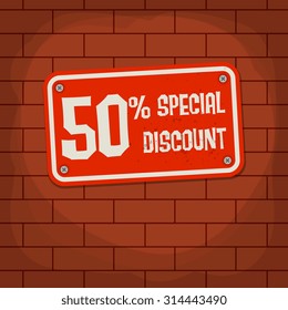 Sign with text Special Discount, vector illustration