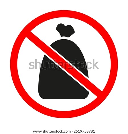 A sign that it is forbidden to throw away garbage. Protection of ecology and nature. Warning and prohibition sign. Flat vector icon isolated on white background