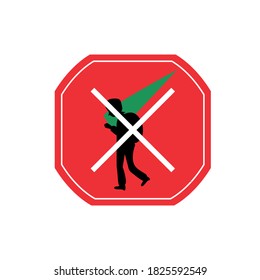 
A sign that prohibits fishing for Christmas trees. Vector