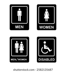 A sign that says men and women in a bathroom on white background