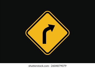 Sign There is a Bend in the Road to the Right
