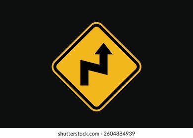 Sign There is a Double Bend to the Left then to the Right