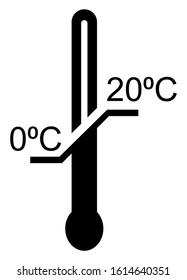 Sign thermometer shipping symbol isolated on white. Storage temperature range black icon for box. Vector illustration