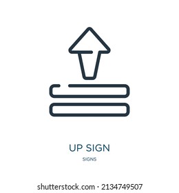 Geben Sie das Symbol für dünne Linie ein. Nach oben, gelungene lineare Symbole aus dem Schild Konzept isolierte Umrisszeichen. Vektorgrafik-Symbol-Element für Webdesign und Apps.