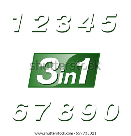 sign three-in-one on a green background - and the blank numbers template