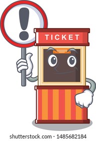 With sign ticket booth edge of mascot table