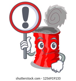 With sign Tin can shape on a cartoon