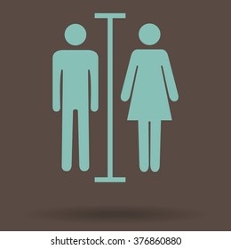 Sign with Toilet, Men, Women 