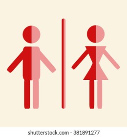 Sign with Toilet, Men, Women 