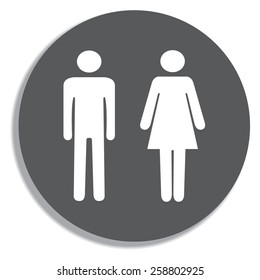 Sign with Toilet, Men, Women on a grey background