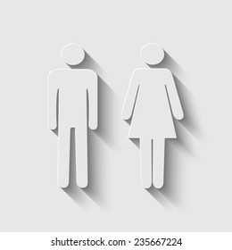 Sign with Toilet, Men, Women with shadow on a grey background