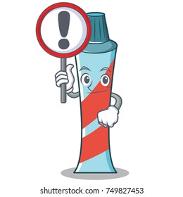 With sign toothpaste character cartoon style