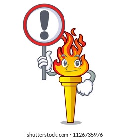 With sign torch character cartoon style