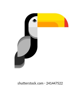Sign of toucan. Color vector flat icon illustration of toucan