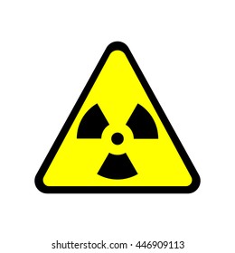 Sign toxic. Warning radioactive zone in triangle icon isolated on white background. Color radioactivity image. Dangerous radiation area symbol. Chemistry poison plane mark. Stock vector illustration