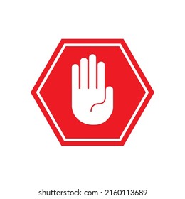 Firmar el tráfico con el icono de la mano. Detener vector de símbolo.