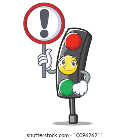 With sign traffic light character cartoon