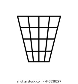 Sign trash bin. Flat basket symbol. Concept dispose trash. Modern art scoreboard. Monochrome graphic image. Plane refuse mark isolated on white background. Recycle figure. Stock vector illustration
