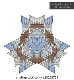 Sign with trefoil.Abstract geometric shape roughly hand drawn. Striped symmetrical geometrical symbol. Vector icon isolated on white. Tribal ethnic pattern design element.